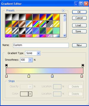 Make the gradient in the gradient editor.