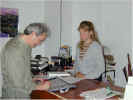 Michael talking with Debbie at the camp office