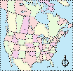 colored map of USA / Canada