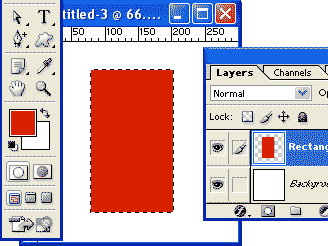 Fill the rectangle with the foreground color by using alt-backspace. Ctrl-backspace fills with the background color.