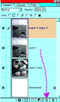 Drag the reflection layer to the new layer icon in the layers palette.
