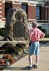 Michael reading a monument to soldiers