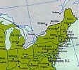 Northeastern US with all states and major cities labeled