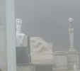 pool statues in the mist