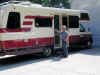 Michael getting the RV ready to close it up to get on the road. 