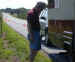 Notice our "gator" and our orange triangles as Michael surveys the damage. This is when we were still awaiting help.