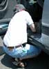 Michael hooking up the Brake Buddy, brake assist