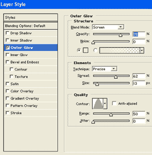 Layer style for outer glow