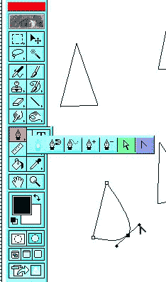 Use the Convert Point tool to drag the adjustment handles out of the anchor points to make the point a curve.